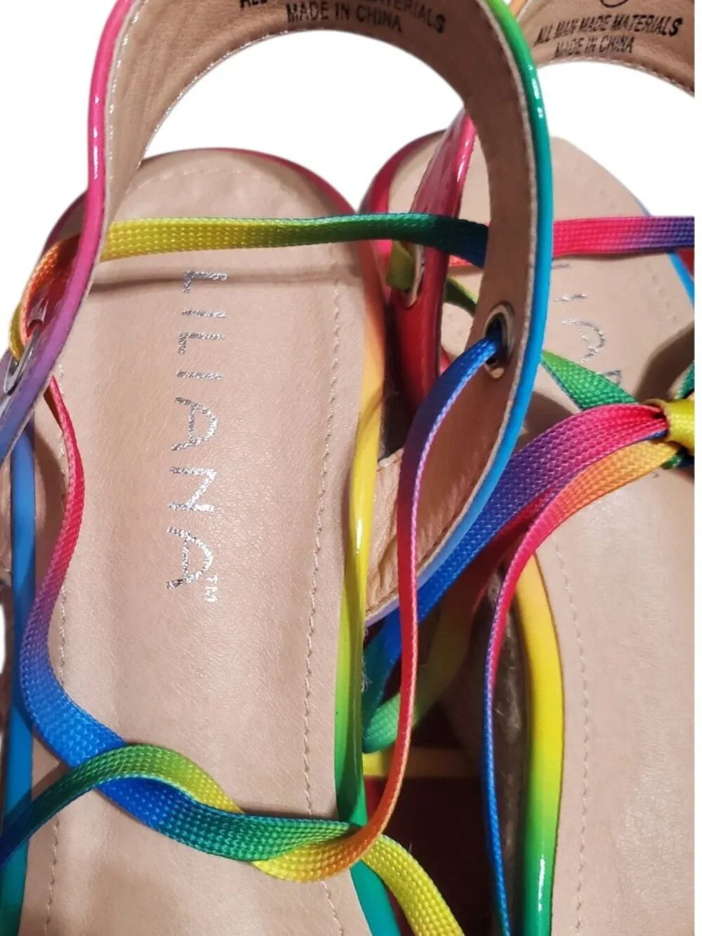 Liliana Emilia 3 Rainbow Espadrille Wedge Sandals With Tie-Up Straps Multicolor